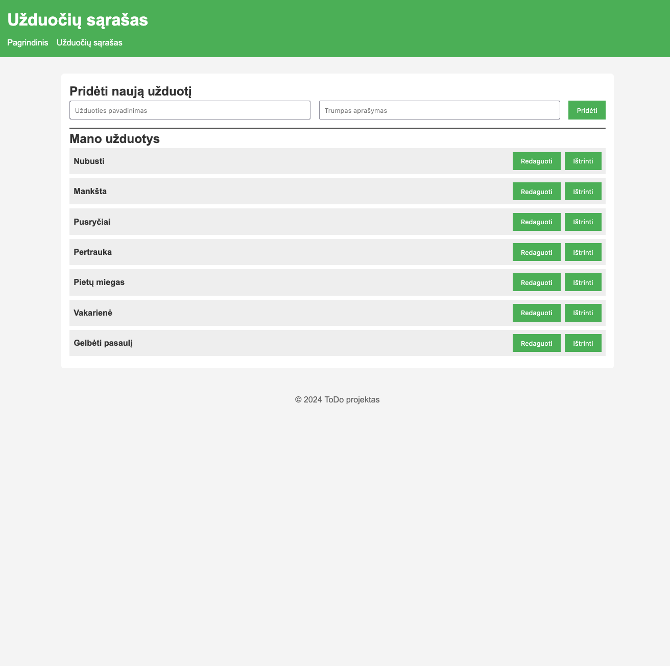 ToDo užduočių valdymo aplikacija